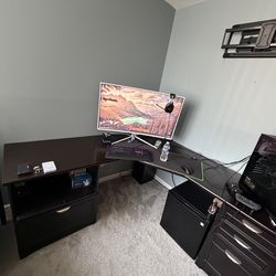 Dark Brown L-Shaped Desk