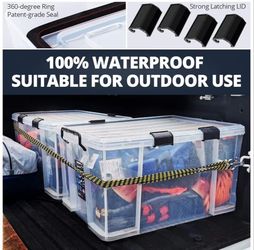 Storage Box,set 3, 90QT/85L Stackable Latch Box Durable Multi-Purpose Locking Bin with Lid and Black Clips for Bedding, Toys, Shoes and Clothes