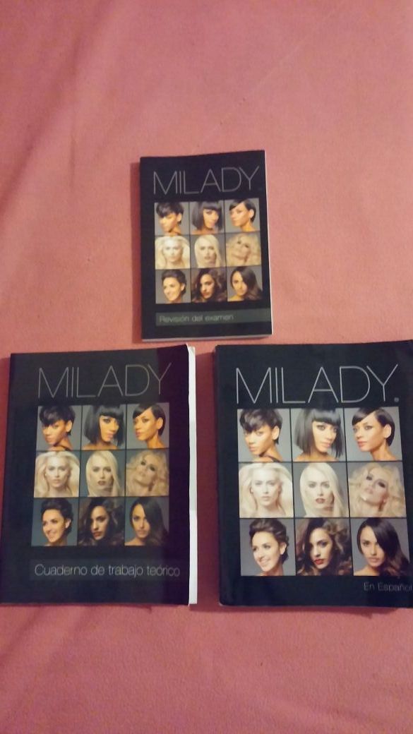 3 LIBROS MILADY COSMETOLOGIA, EN ESPAÑOL.