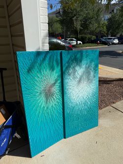 Teal Textured Canvas Wall Art Set of 2