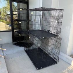 New In Box $30 To $70 24” To 48” Small To X Large Size Dog Cage Crate Foldable Collapsible Metal Steel Wire Kennel With Tray 