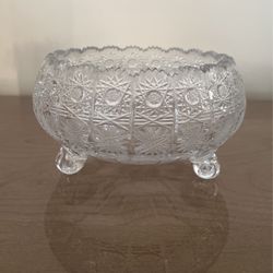 Traditional Footed Bowl Czech Cut Crystal Bohemia