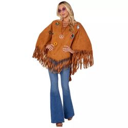Adult Free Spirit Poncho Hippie Costume