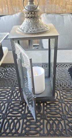 Decorative Metal Lantern with Glass Panels