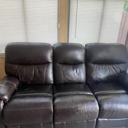 Brown Couch With Reclining Feature And Charging Ports