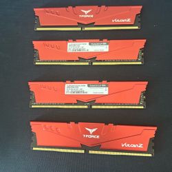 T-Force Vulcan Z DDR4 32GB (4x8GB) 3200MHz (PC4-25600) CL16 Desktop Memory Module Ram Red 