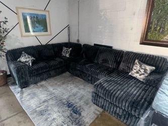 🖤 NEW Oversized Gray Charcoal Corduroy Sectional (3-Piece) 🖤 💲 $1,695 - $0 Down Financing Available!