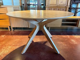 MODWAY MCM Style 47 Inch Round Dining Table with Cross Legs