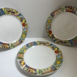 6 Piece SAKURA VINTAGE LABELS DINNER PLATE. Gently Used.