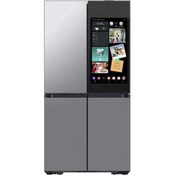 NEW Samsung Bespoke 23 cu. ft. Counter Depth 4-Door Flex French Door Refrigerator in Stainless Steel with Charcoal Family Hub+