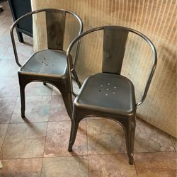 Two Metal Bistro Chairs Balcony Dining 