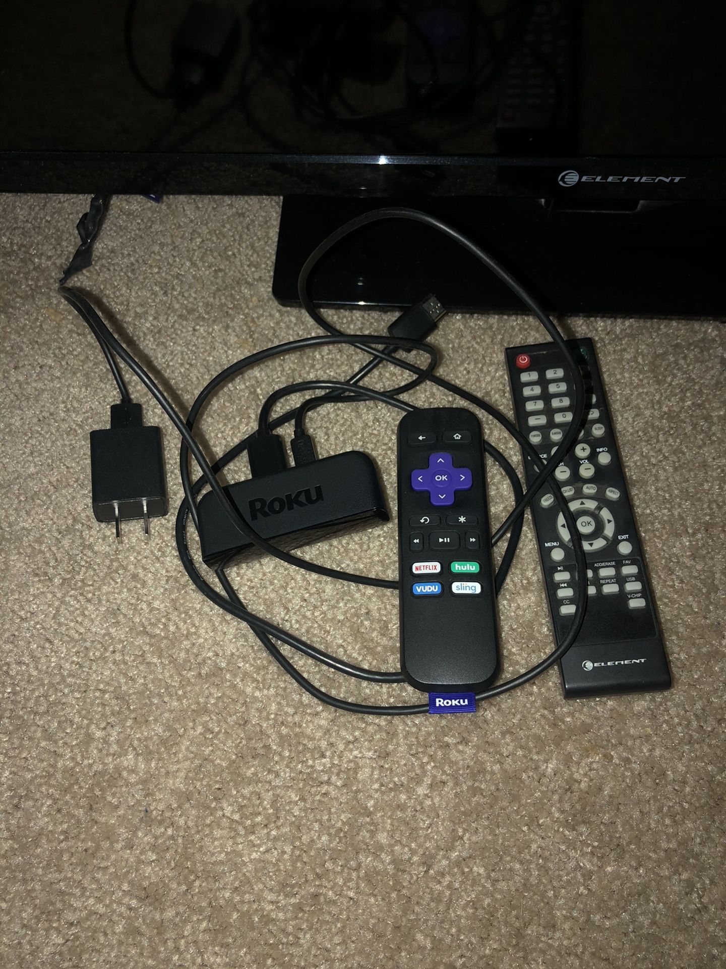 Flat screen tv and a roku adapter, you can watch Netflix and more just need WiFi