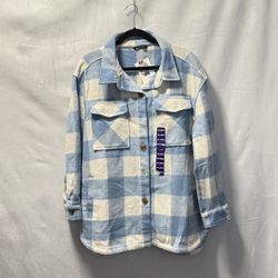 Member's Mark Women's Relaxed Fit Button Front Plaid Shacket Blue 2XL NEW