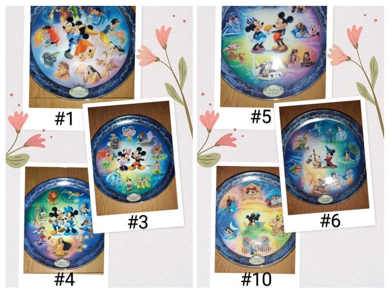 6 Magical Disney Moments Porcelain Plates 2000 & 2001 w/Bradford Exchange Certificates 