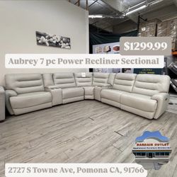 Aubrey 7 Pc Power Recliner (Left Recline Not Working) 