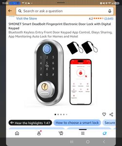 SMONET Smart Deadbolt Fingerprint Door Lock(New)