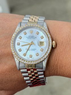 Rolex Pre Owned 36mm DateJust  MOP Diamond Dial Quickset Model 16013
