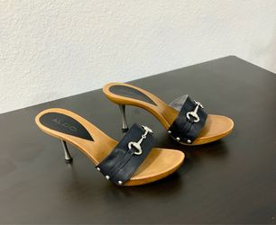 Aldo Wooden Kitten Heel Mule Sandals (Size 6)