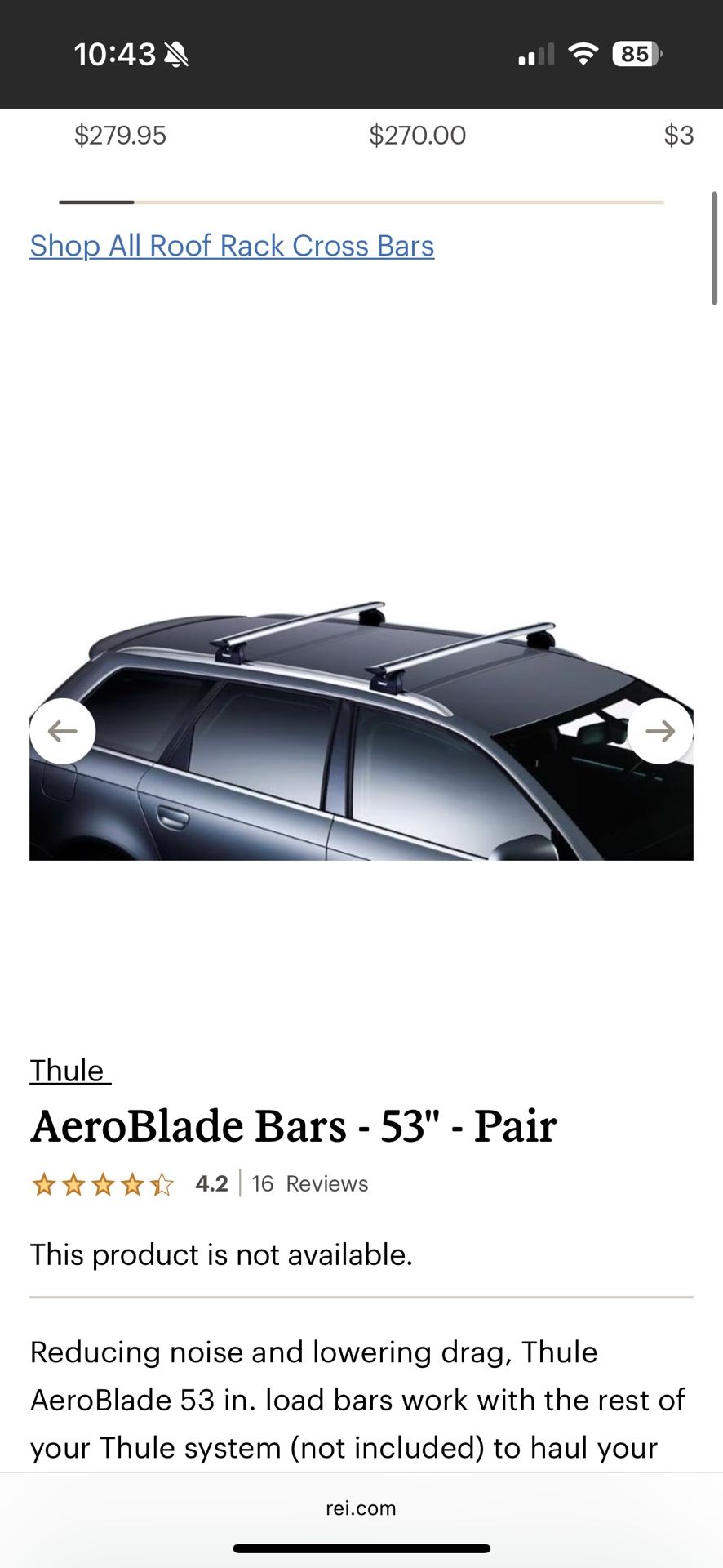 Thule AeroBlade Roof Rack System – Complete Set – $250 (Includes Fit Kit + Locks)