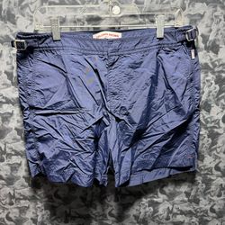 Orlebar Brown Shorts 34 Mens Blue Belted Waist Mesh Lining Bulldog   These Orlebar Brown men's blue shorts in size 34 feature a belted waist and mesh 