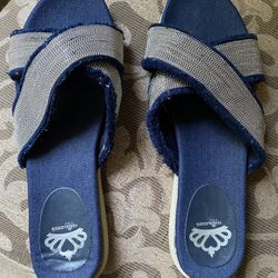 Blue & Silver Sandals / Flats Size 11 (NEW)