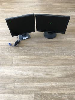 Two computer monitors black
