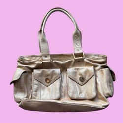 wilsons leather metallic cream shoulder bag