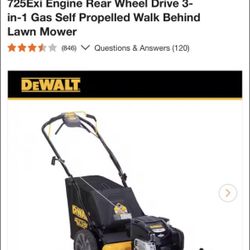 Dewalt 21 in. 163cc Briggs and Stratton 725Exi Engine Rear Wheel Drive 3-in-1 Gas Self Propelled Walk Behind Lawn Mower New 