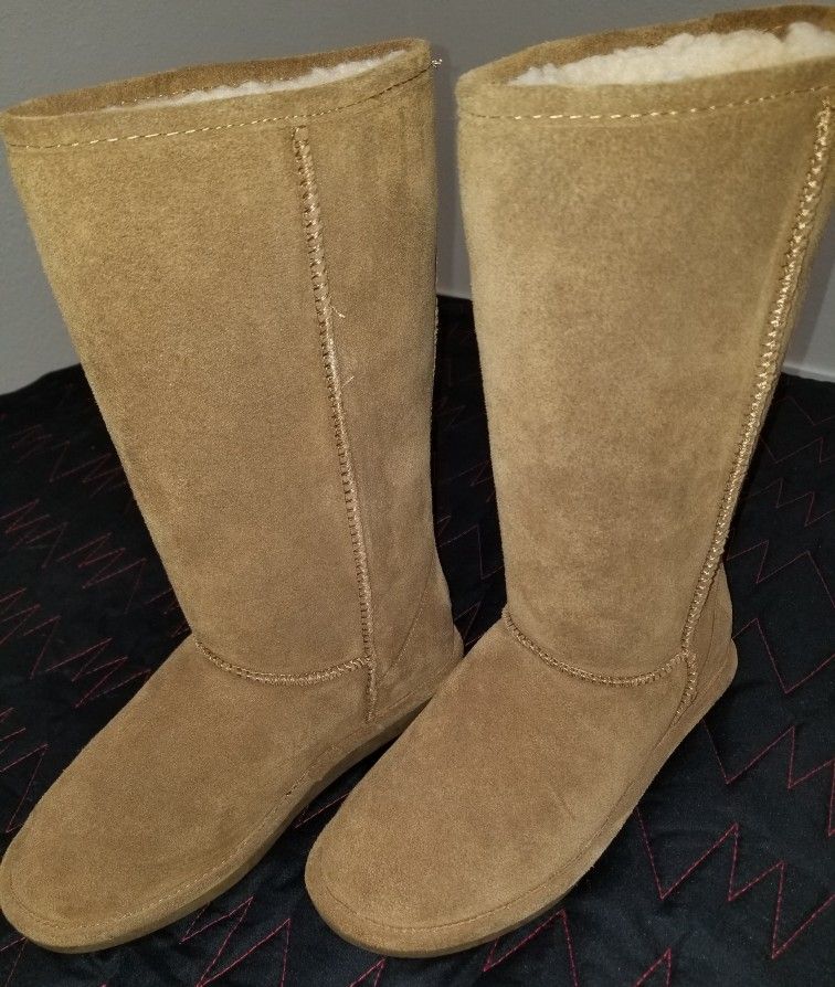 BEARPAW WOMEN'S SUEDE AND FUR HIGH BOOTS NEW WITH TAG SIZE 8