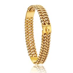 Gold Double Cuban Link Chain Bracelet