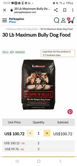 Maximum Bully Dog Food 
