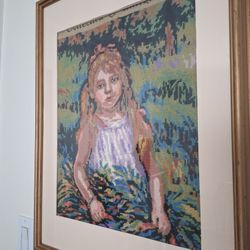 Needlepoint Girl In Garden