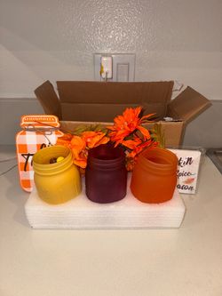 Fall Harvest Mason Jar Decor Set