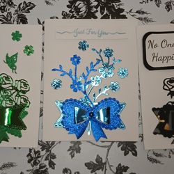 Handmade Beautiful Bow And Floral A Two Sides Greeting Cards