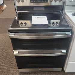30 in. Burner Element Free-Standing Double Oven Electric Range in Stainless Steel with Convection and Air Fry
