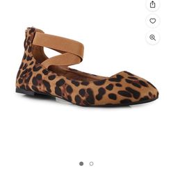 Leopard Suede Criss Cross Women’s Flats Size 7
