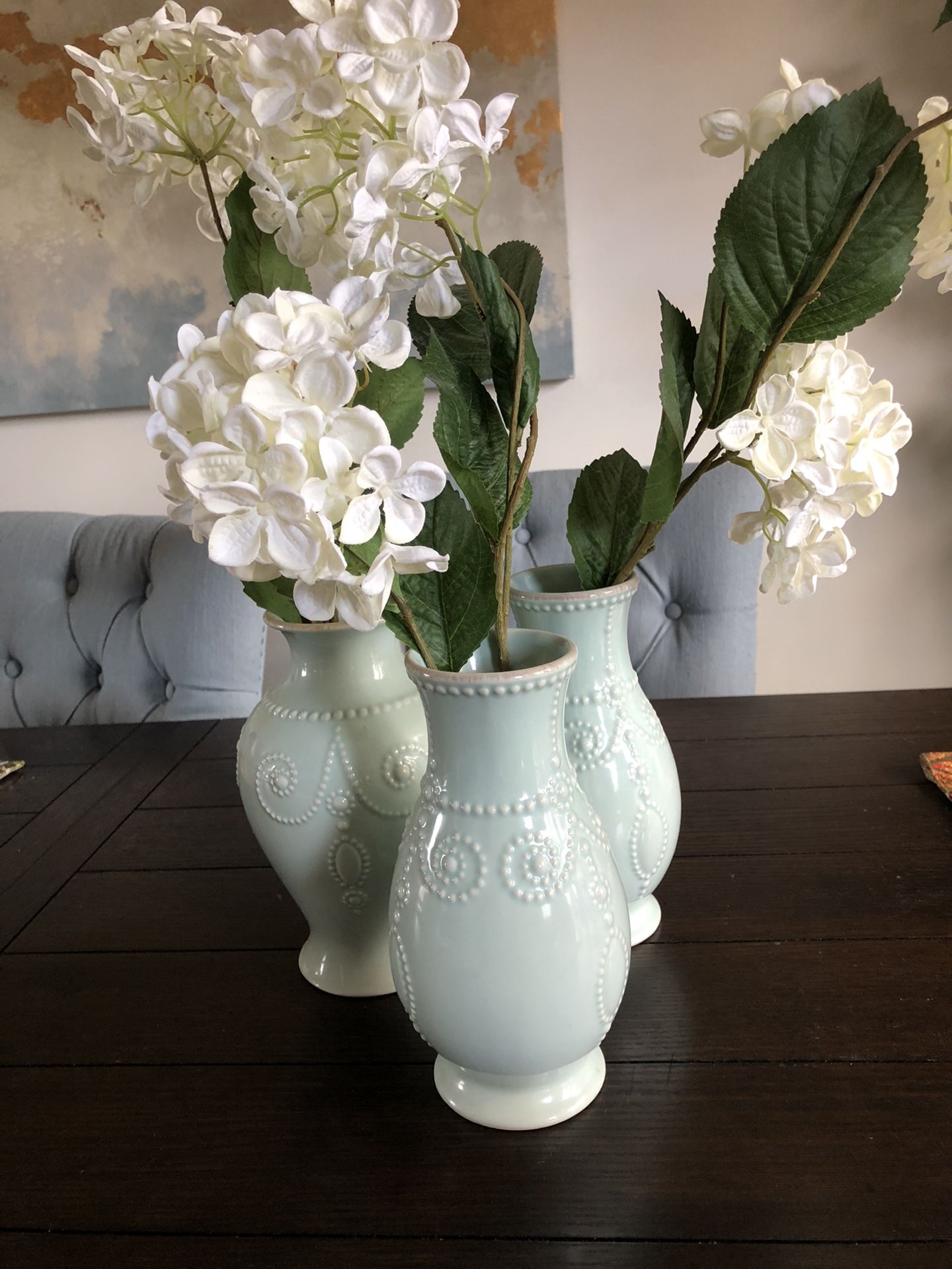 3pcs of Vase and decorative flowers