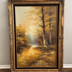 Original Phillip Cantrell Oil Painting Autumn Fall Forest Landscape Framed Artwork