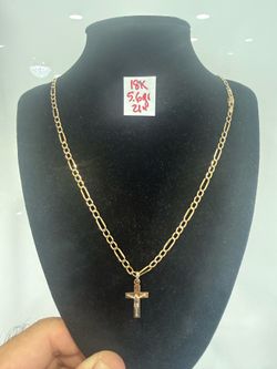 18K Yellow Gold Chain and Pendant For Wedding 5.6Gr 21 Inches Long