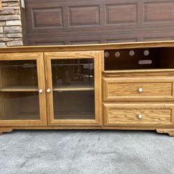 65" Solid Oak Entertainment Credenza/dresser