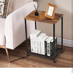 New Bed Bath & Beyond 2 Tier Small End Table with Open Storage Shelf,Set of 2 Brown