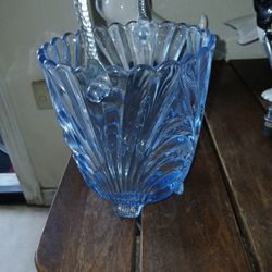 Antique Blue Glass Ice Bucket