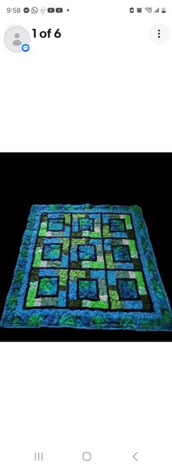 Stain Glass Window Quilt Peacock Colors Starry Starry Night 44x51 In