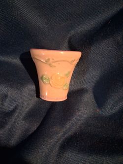 Small Pink Ceramic Vase with Rose Relief