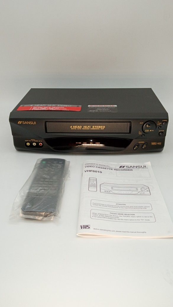 Sansui ,VCR with Remote, Manual And Cable. Like New Condition. Works Great!