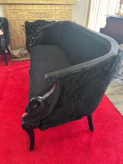 Matching Black Velvet Gothic Glam Loveseats / Settees – Set of 2
