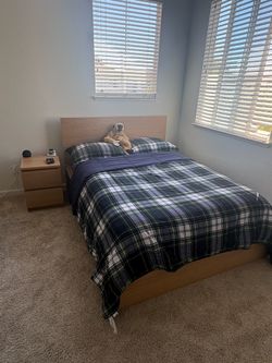 IKEA Malm full size bed frame with nightstand