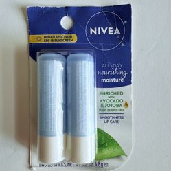 Nivea All Day Nourishing Smoothness Lip Care Avocado Jojoba SPF 15 New Sealed