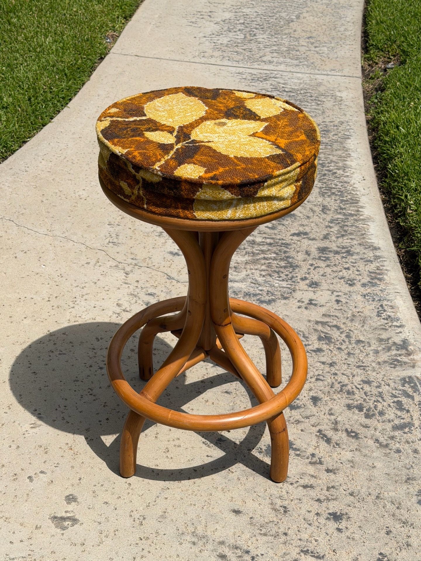 1950s Kap-Son Rattan Mid Century Bamboo Swivel Bar Stool - 4 available
