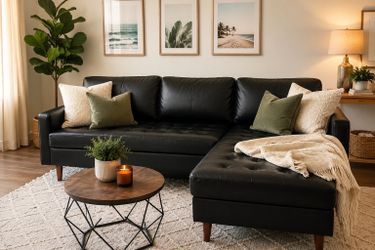 Faux leather sectional sofa either chaise